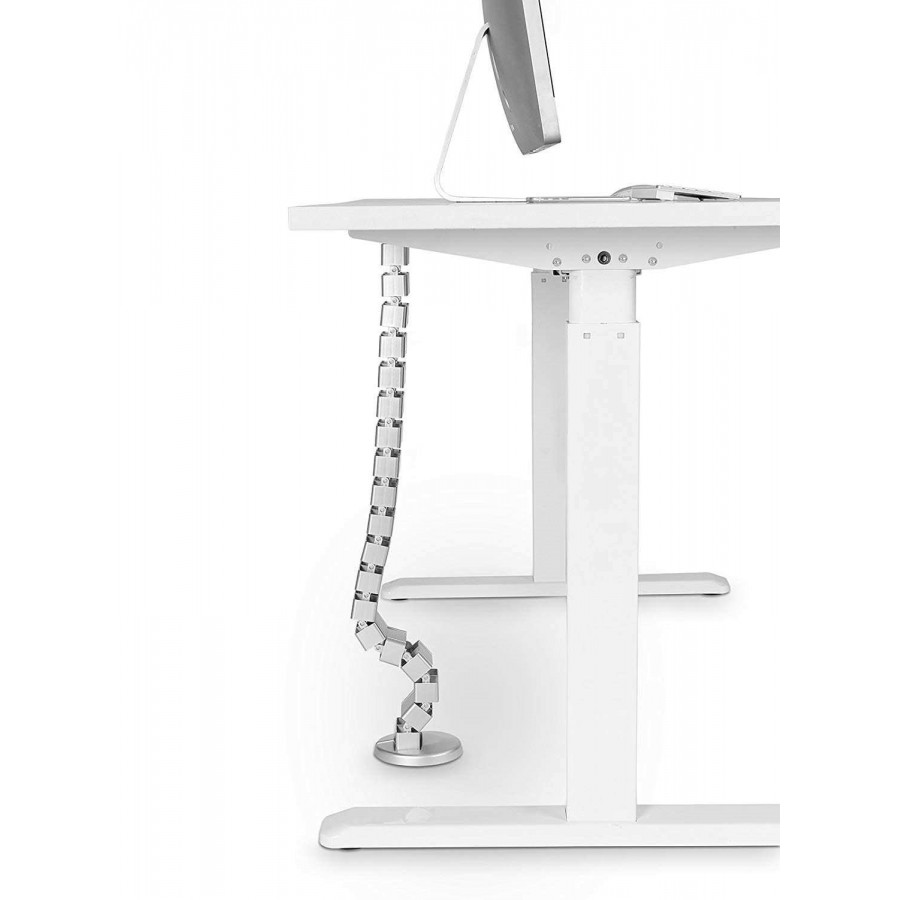 Sit-Stand Desk Adjustable Cable Spine Silver